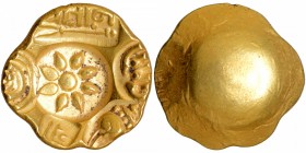 Hindu Medieval of India
Yadavas of Devagiri, Ramachandra (12-13 Century AD), Punch Marked Gold Padmatanka, Obv: five punches consisting of a lotus fl...