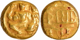 Hindu Medieval of India
Vijayanagara Empire, Sangama Dynasty, Devaraya I (14 Century AD), Gold Varaha, Obv: the god Narayana seated in the padmasana ...