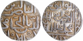 Sultanate Coins
Bahmani Sultanate, Muhammad Shah II (AH 780-799/1378-1397 AD), Hadrat Ahsanabad Mint, Silver Tanka, AH 796, Obv: Arabic legend "al-na...