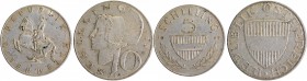 Austria
Austria, Republic Osterreich, Silver, 5 & 10 Schillings, Set of 2 Coins, 1961, 1958, Obv: a Lipizzaner horse with its rider from the Spanish ...