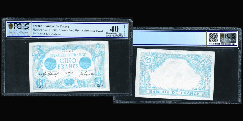 Banque de France
5 Francs Bleu 1913, type 1905
Ref : Pick#70, F. 2/13
Conservati...