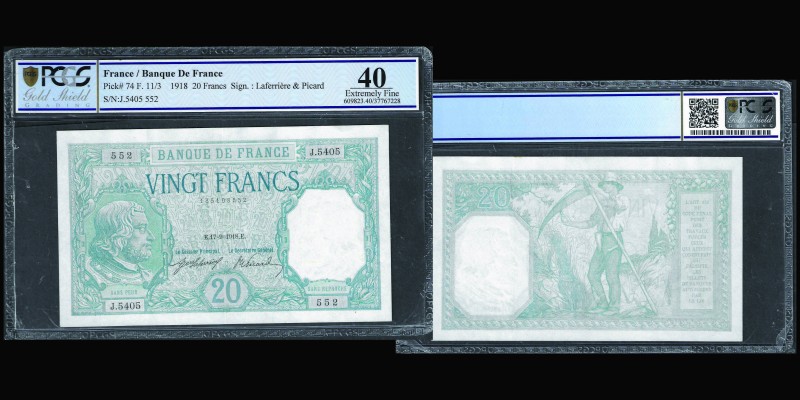 Banque de France
20 Francs Bayard 1918, type 1916
Ref : Pick#74, F. 11/3
Conserv...