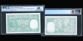 Banque de France
20 Francs Bayard 1918, type 1916
Ref : Pick#74, F. 11/3
Conservation : PCGS EF40