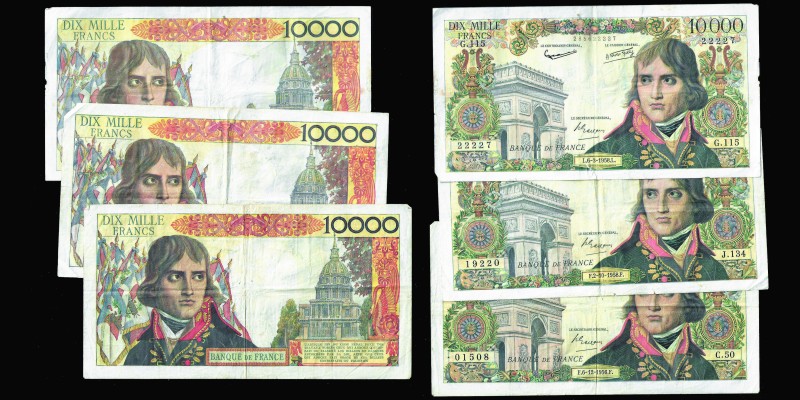 Banque de France
Lot de trois billets de 10000 Francs Bonaparte 
Ref : Pick#136,...