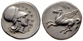 Stater, Syracuse, 344-335 avant J.-C., AG 8.52 g
Ref : SNG ANS 496-510
Ex Vente Gemini III, 09/01/2007, lot 72
Conservation : FDC