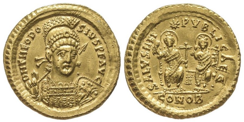 Theodosius II 402-450
Solidus, Costantinople, 425-429, AU 4.46 g. Ref : RIC 237
...