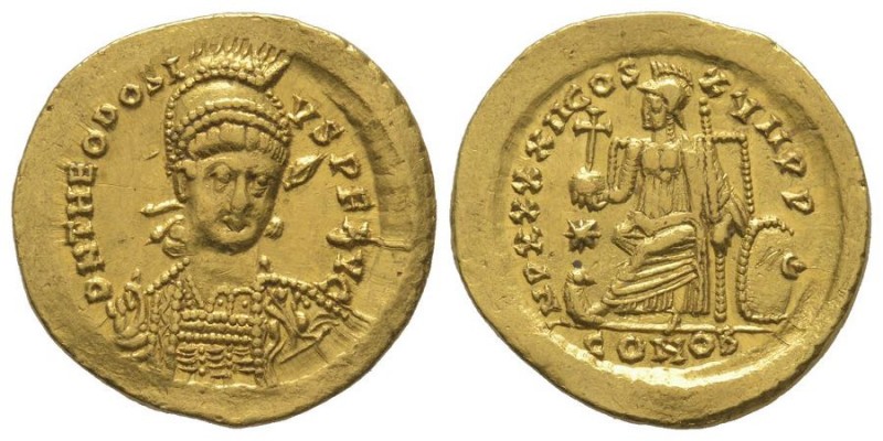 Theodosius II 402-450
Solidus, Costantinople, 425-429, AU 4.5 g.
Ref : RIC 153
C...