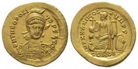 Theodosius II 402-450
Solidus, Costantinople, 425-429, AU 4.5 g.
Ref : RIC 153
Conservation : Superbe