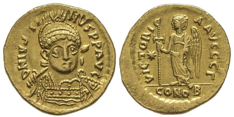 Justin I 518-527
Solidus, Constantinople, 518-522, AU 4.41 g. Ref : Sear 55, Hah...