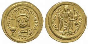 Justinianus I 527-565
Solidus, Ravenna, 542-565, AU 4.38 g.
 Ref : Hahn 37, Sear 312, Ranieri 317 Conservation : Superbe