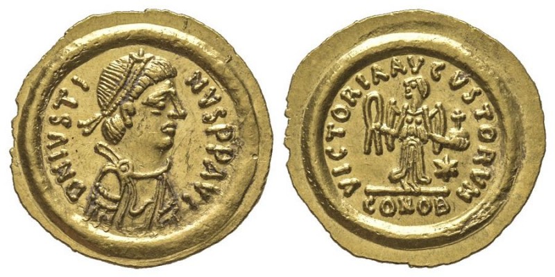 Justin II 565-578
Tremissis, Ravenna, AU 1.49 g.
Ref : Hahn 26, Ranieri 416
Cons...