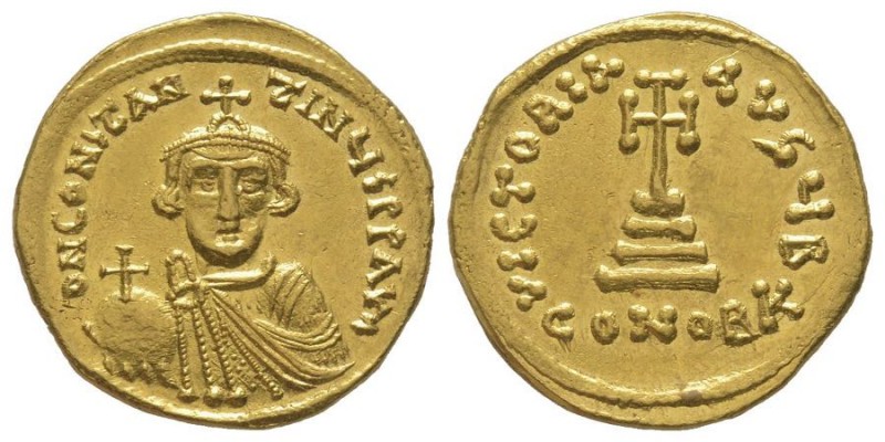 Constantius II 641-668
Solidus, Constantinople, AU 4,42g.
Ref : DOC 2, Sear 937
...