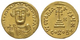 Constantius II 641-668
Solidus, Constantinople, 649-650, AU 4.46 g.
Avers : d N CONSTAN TINЧS P P AV•
Revers : VICTORIA AVGЧ Z, dans le champ H, in ex...