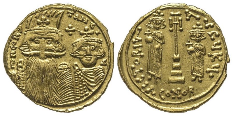 Constantius II 641-668
Solidus, Syracuse, 662, AU 4.33 g.
Ref : Hahn 95.4, Sear ...