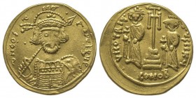 Constantinus IV 668-685
Solidus, Syracuse, 668-674, AU 4.23 g.
Revers : VICTORIA AVCIIKY Croix potencée. CONOB
Ref : Hahn 38, Sear 1202
Conservation :...