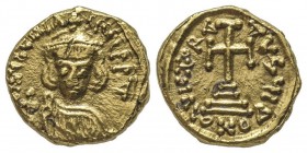 Justinianus et Tiberius
Solidus, atelier en Sardaigne, AU 4.28 Ref : Hahn 19, Sear 1276
Conservation : TTB-SUP. Très Rare
