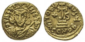 Tiberius III Apsimarus 698-705
Solidus, atelier en Sardaigne, 698-700, AU 4.15 g. 
Ref : Hahn 13, Sear 1372, Piras 49
Conservation : TTB+ Très Rare