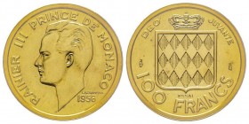 Monaco, Rainier 1949-2005
100 francs piéfort, 1956, AU 23.5 g.
Ref : G. MC143
Conservation : PCGS SP64. Rarissime. 20 exemplaires frappés.