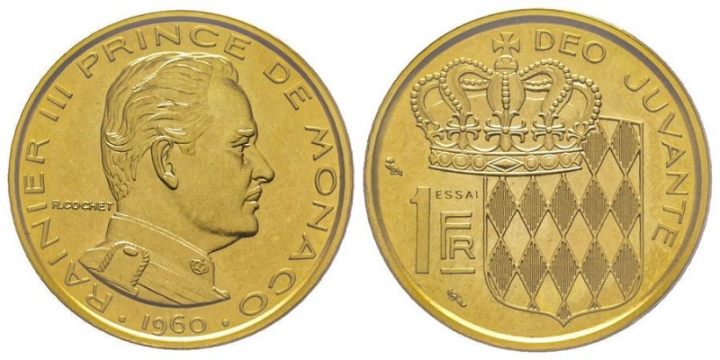 Monaco, Rainier 1949-2005
Piéfort de 1 franc, 1960, AU 23.1g.
Ref : G. MC150
Con...