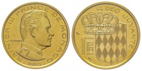 Monaco, Rainier 1949-2005
Piéfort de 1 franc, 1960, AU 23.1g.
Ref : G. MC150
Conservation : PCGS SP64. Rarissime. 
Quantité : 25 exemplaires.