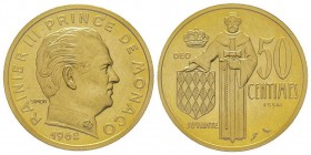 Monaco, Rainier 1949-2005
Piéfort de 50 centimes, 1962, AU 30.3g.
Ref : G. MC148
Conservation : PCGS SP63. Rarissime. 
Quantité : 25 exemplaires.