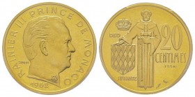 Monaco, Rainier 1949-2005
Piéfort de 20 centimes, 1962, AU 17.3 g.
Ref : G. MC147
Conservation : PCGS SP63. Rarissime 
Quantité : 25 exemplaires.