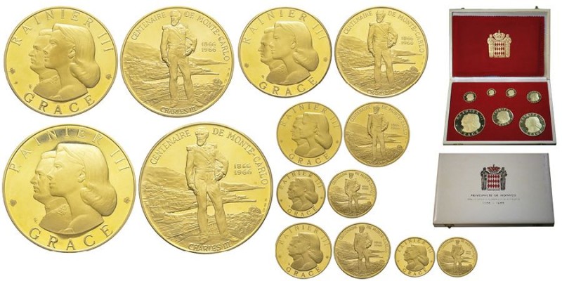 Monaco, Rainier 1949-2005
Coffret contenant 7 médailles en or frappées pour la...