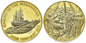 Medaille en or «Heroes of the Birkenhead,
minted by the South African Historical Mint,
hallmarked on the edge, with certificate numbered 0576» AU 40 g...