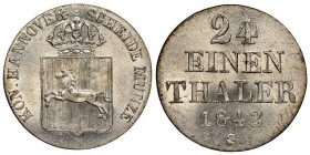 Hannover
Ernst August 1837-1851
1/24 Thaler, 1842, AG
Ref : KM#178
Conservation : NGC MS64+