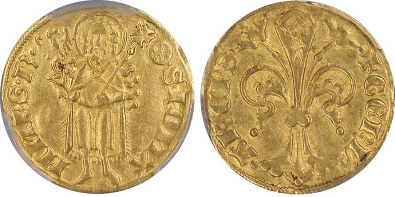 Mainz
Gerlach von Nassau 1346-71
Goldgulden, Mainz, AU 3.49 g.
Ref : Fr. 1598
Co...