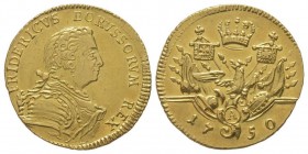 Friedrich II 1740-1786
Dukat, 1750, AU 3.3 g. 
Ref : Fr 2381, Kluge 38.1
Conservation : Superbe