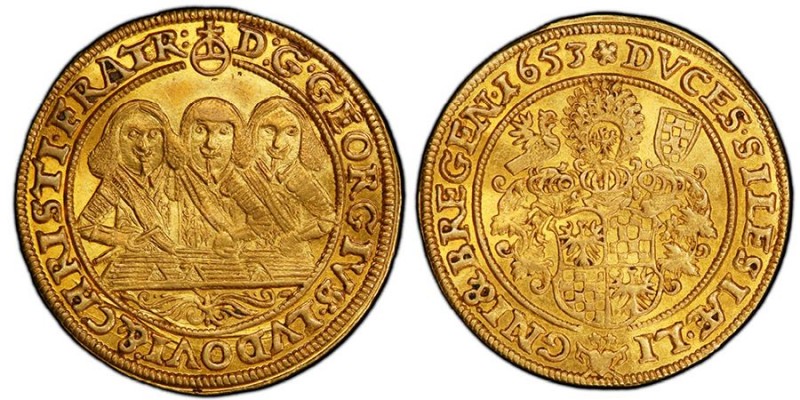 Schlesien-Liegnitz-Brieg Georg, Ludwig & Christian 1639-63
Ducat, 1653, AU 3.45 ...