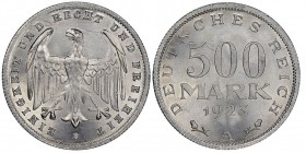 Weimar Republic 1918-1933
500 Mark, 1923 A, Al 1.67 g. Ref : Jaeger 305
Conservation : NGC MS67+