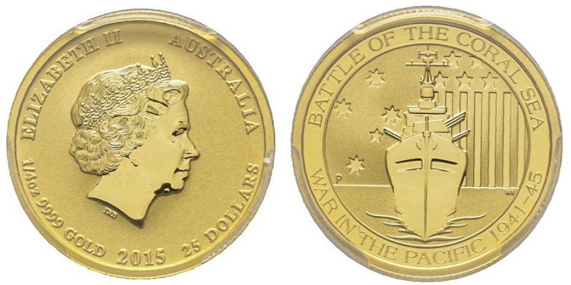 Elizabeth II 1952- 
25 Dollars, 1/4 OZ, War in the Pacific, AU 7.77 g. 999‰
Cons...
