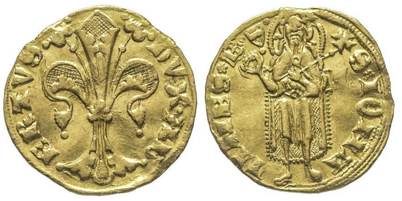 Albert II 1330-1358 
Florin d’or type florentin, Judenburg, AU 3.56 g.
Avers : D...
