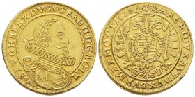 Ferdinand II 
Archiduc d'Autriche 1590-1637
Roi de Bohême 1617-1619
Roi de Hongrie 1620-1637
5 Dukat, Breslau, 1628, AU 17.25 g. Ref : Fr 153, Herinek...