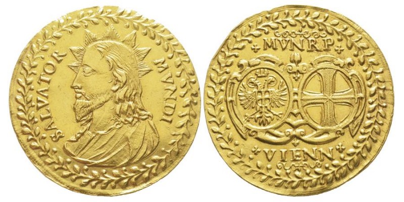 Leopold I, 1657-1705
Médaille en or de 10 Ducats, Vienne, 1654, AU 34.44 g. 46....