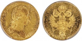 Joseph II 1780-1790
Ducat, Vienne, 1788 A, AU 3.49 g.
Ref : Fr. 440, KM#1873, J.21
Conservation : PCGS AU58. Superbe