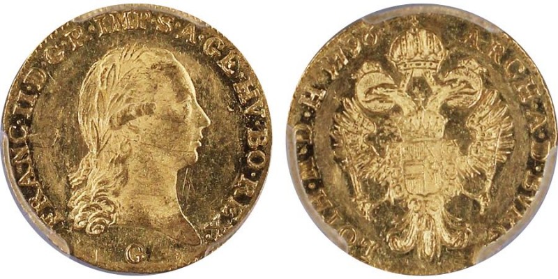 Francis II 1792-1806
Ducat, Magybanya, 1796 G, AU 3.49 g. Ref : Fr. 2, KM#1886, ...