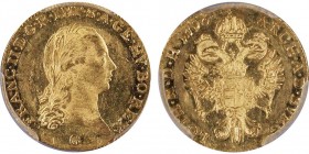 Francis II 1792-1806
Ducat, Magybanya, 1796 G, AU 3.49 g. Ref : Fr. 2, KM#1886, J.110, Huszar 1924 Conservation : PCGS MS61. Superbe