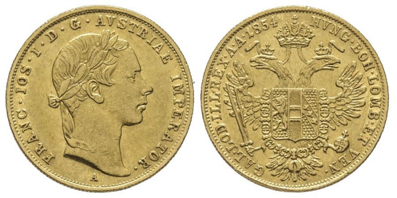 Franz Joseph 1848-1916
Ducat, Vienne, 1854 A, AU 3.45 g. Ref : Fr. 490, J.297
Co...