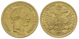 Franz Joseph 1848-1916
Ducat, Karlsburg, 1864 E, AU 3.45 g. Ref : Fr. 1205, J.330, Huszar 2102 Conservation : Superbe