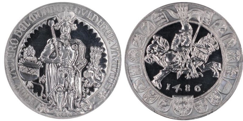 République 1918-
Guldin, 1986/1486, Restrike, Platinum 31.3 g. 999.5‰
Ref : X#M3...