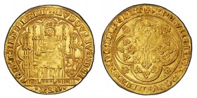 Comté de FLANDRE
Louis de Male 1346-1384
Chaise d’or, ND , AU 4.49 g. 29,43 mm Ref : Fr.163, Delmonte 466
Conservation : PCGS MS62