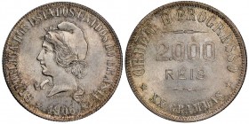 Republic, 1889-
2000 Reis, Rio de Janeiro, 1889, AG 20 g.
Ref : KM#508 
Conservation : NGC MS66