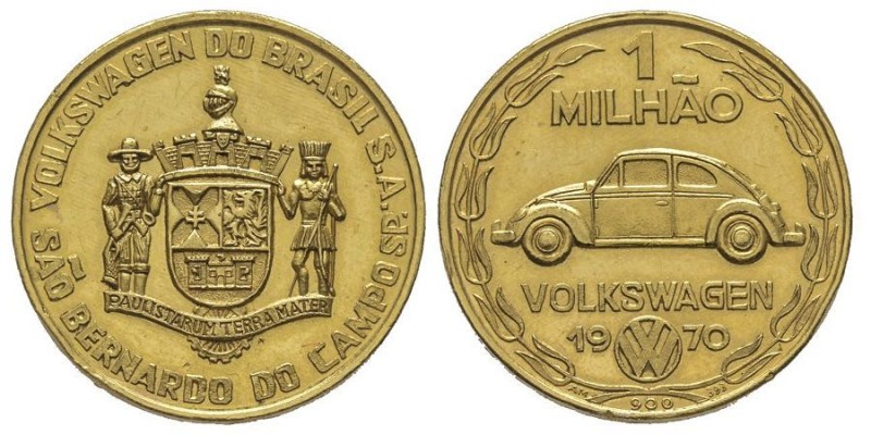 Republic, 1889-
Médaille en or Volkswagen, 1 Milhao, 1970, AU 6.94 g.
Conservati...