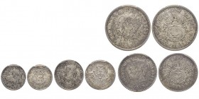 Cambodia
Norodom I 1860-1904
2 Francs, 1860, AG 10 g. / Ref : Lec.70 
1 Franc, 1860, AG 5 g. / Ref : Lec.60
50 centimes, 1860, AG 2.5 g. / Ref : Lec. ...
