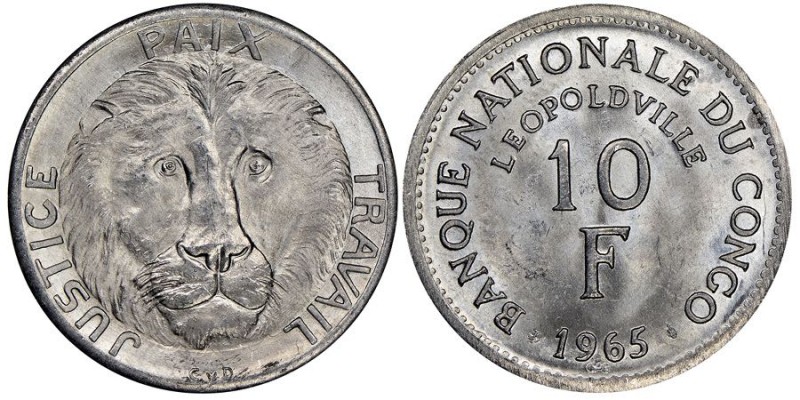 CONGO
10 Francs, 1965, Al 3.27 g.
Ref : KM# 1
Conservation : NGC MS64