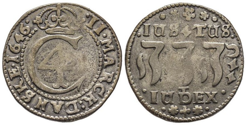 DANEMARK
Christian IV 1588-1648
2 Mark, 1646, Kopenhagen, AG 10.52 g.
Ref : KM#1...