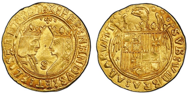 Fernando II et Isabella (Reyes Católicos) 1474-1504
Doble excelente, AU 7 g.
Re...